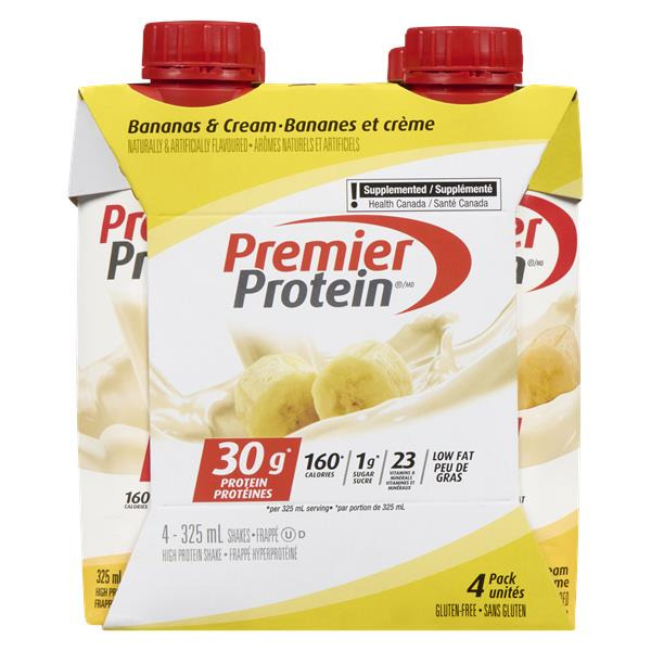 Premier Protein High Protein Shake Bananas & Cream 4 Pack x 325 ml Same ...