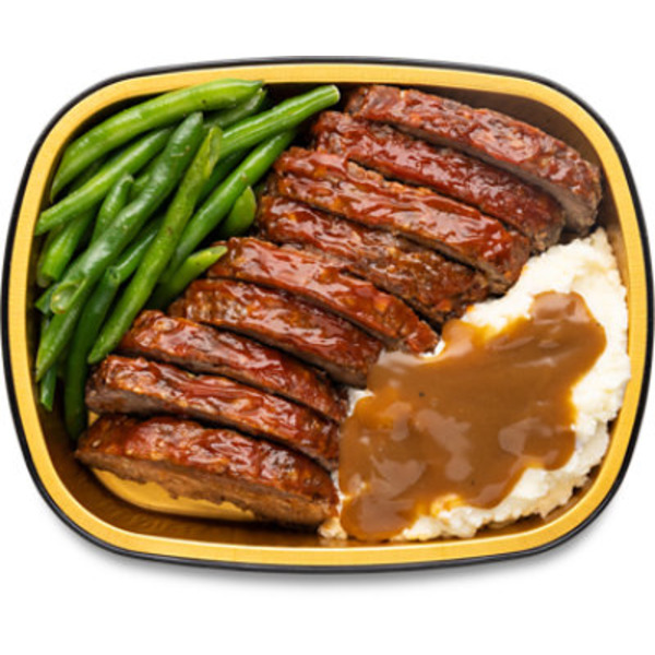 Rm Ss Family Pack Meatloaf With Green Beans & Mashed Potato