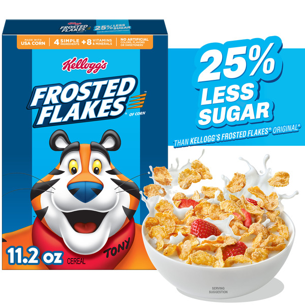 Kellogg's Frosted Flakes 25% Less Sugar Breakfast Cereal