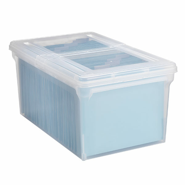 Iris Large Clear Split Lid Letter Size File Box