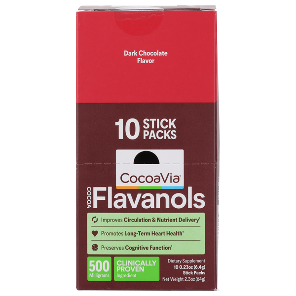 Cocoavia Dark Chocolate Cocoa Flavanols 10 Stick Pack Same-Day
