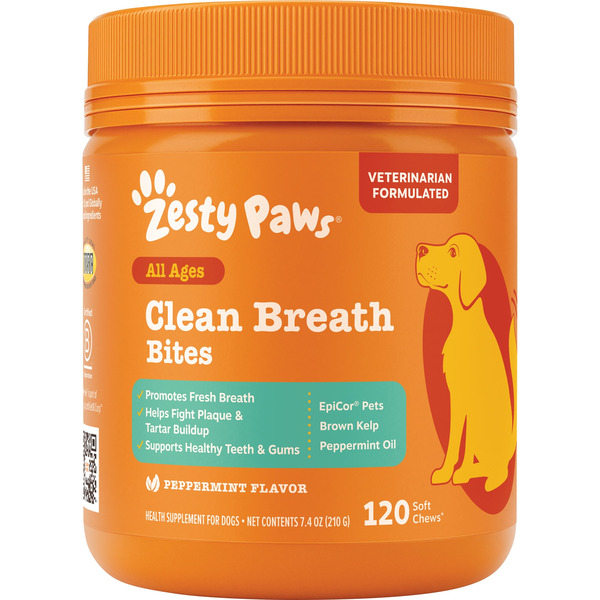 Zesty Paws Peppermint Clean Breath Bites for Dogs