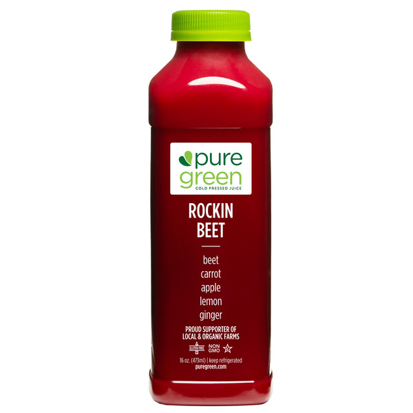 Pure Green Cold Pressed, Rockin Beet, Carrot, Apple, Lemon, Ginger