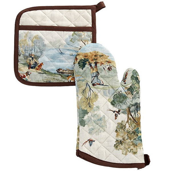 Southern Living Hunting Dogs Collection Oven Mitt  Pot Holder Set