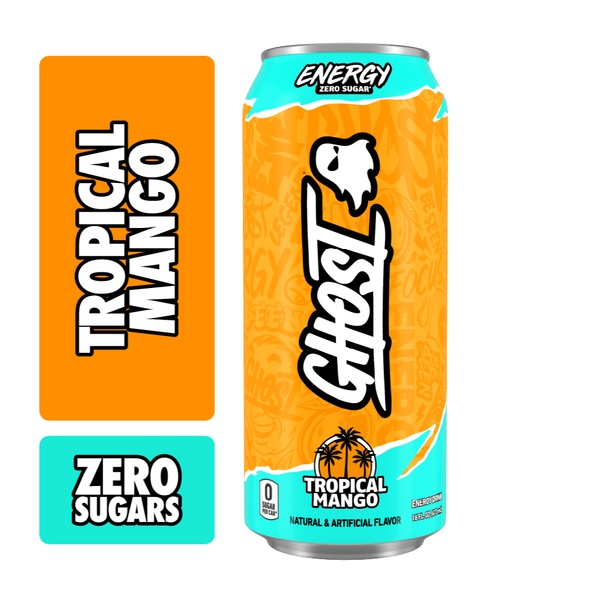 GHOST Zero Sugar Energy Drink, Tropical Mango Same-Day Delivery or