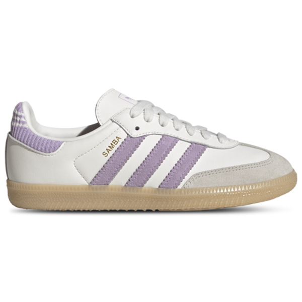 adidas Kids' Grade School Samba OG Shoes, Size 7, Medium/B - Cloud White/Powder Plum/Gum