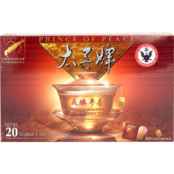 Prince of Peace Tea, American Wisconsin Ginseng Root, Bags