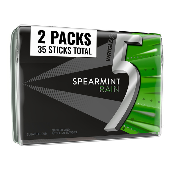 5 GUM Spearmint Rain Sugar Free Summer Travel Chewing Gum Stick