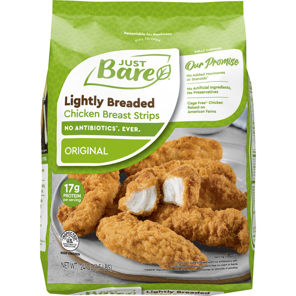 Just Bare Fully Cooked Lightly Breaded Chicken Breast Strips