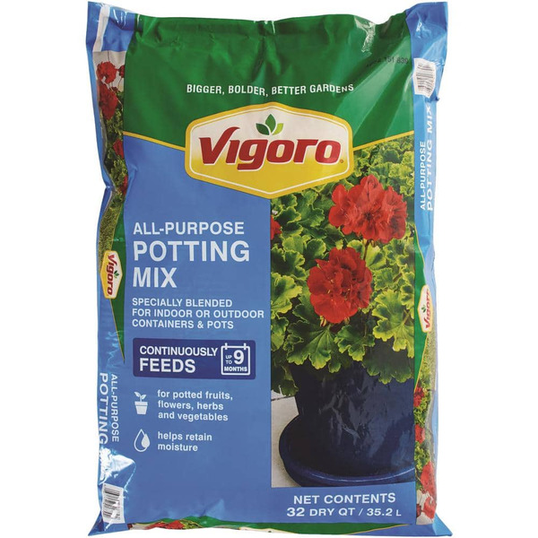 Vigoro 32 Qt. All Purpose Potting Soil Mix For Indoor Or Outdoor Use For Fruits, Flowers, Vegetables And Herbs