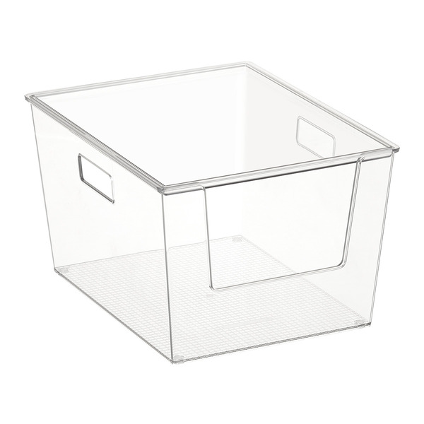 Everything Organizer Open Front Tapered Bin with Lid Clear