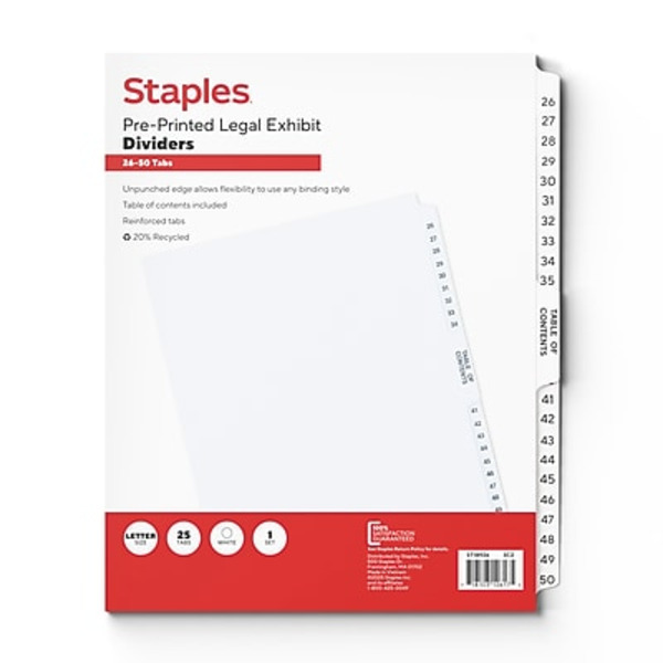 Avery Letter Size Premium Collated Legal Divider With 26-50 Table of Contents Tab Set