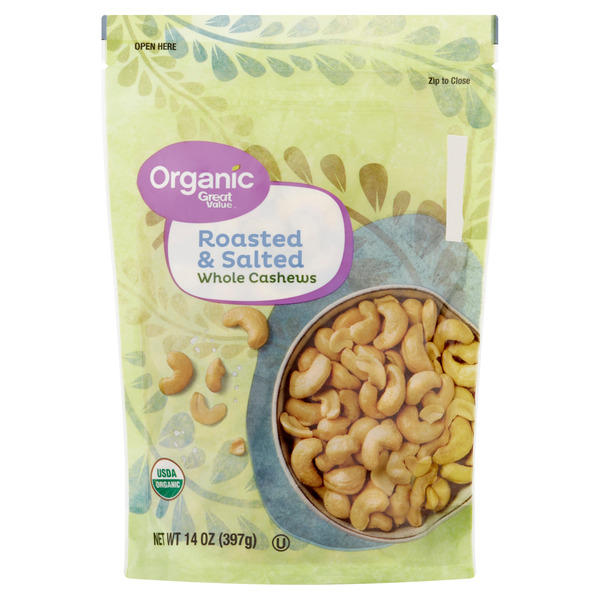 Walmart Great Value Roasted & Salted Organic Whole Cashews Same-Day ...