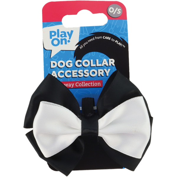 Play On Dog Bow Tie, One Size - Black & White