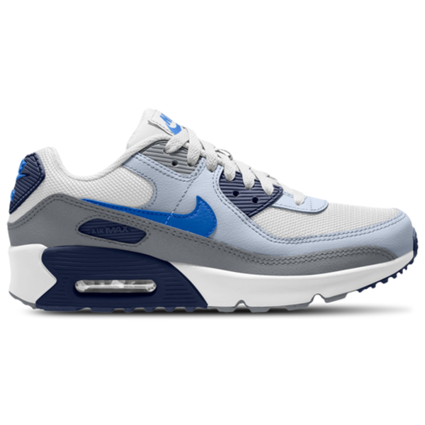 Nike Boys' Air Max 90 Mesh Grade School Shoe, Size 6.5 - White/Blue Crystal/Midnight Navy