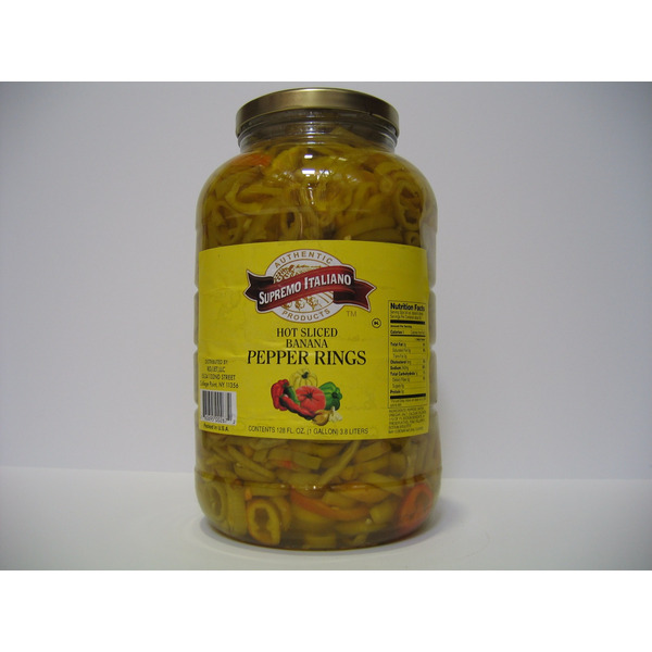 Supremo Italiano - Hot Sliced Banana Pepper Rings - gallon