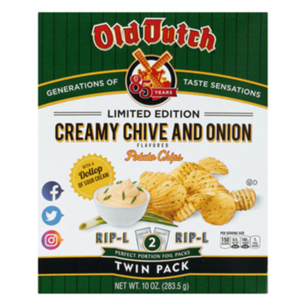 Old Dutch Rip-L Twin Pack Creamy Chive and Onion Potato Chips Same