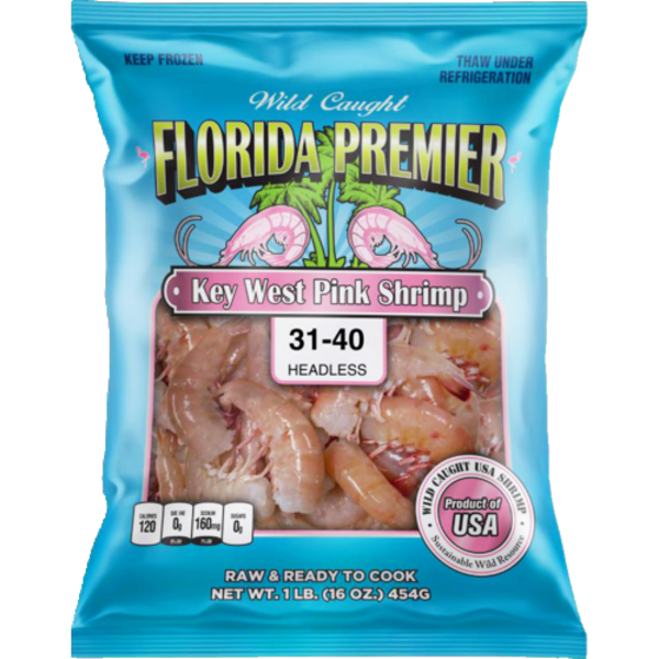 Florida Premier Wild Key West Raw Pink Shrimp 31/40 Count Same-Day