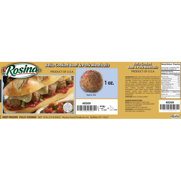 Rosina Pork & Beef Meatballs (10 lb) from Restaurant Depot Instacart