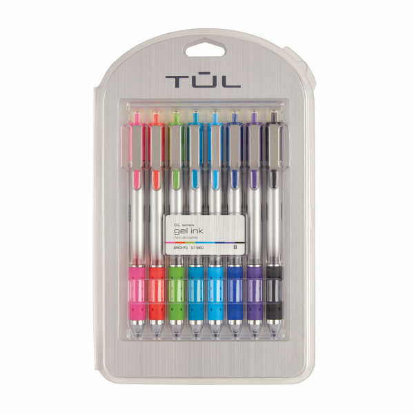 Tul 0.7-mm Silver Barrel Assorted Bright Inks Medium Point Retractable Gel Pens