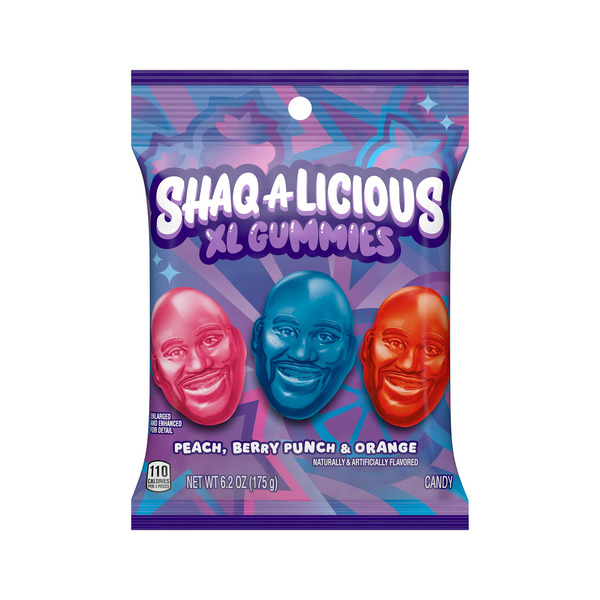 SHAQ-A-LICIOUS XL GUMMIES Peach, Berry Punch & Orange Candy Bag, 6.2 oz