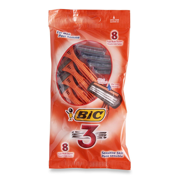 BIC 3 Men Sensitive Skin Disposable Razors, 8-Pack Same-Day Delivery ...