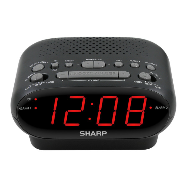 Sharp LED Digital Display Alarm Clock With Am Fm Radio