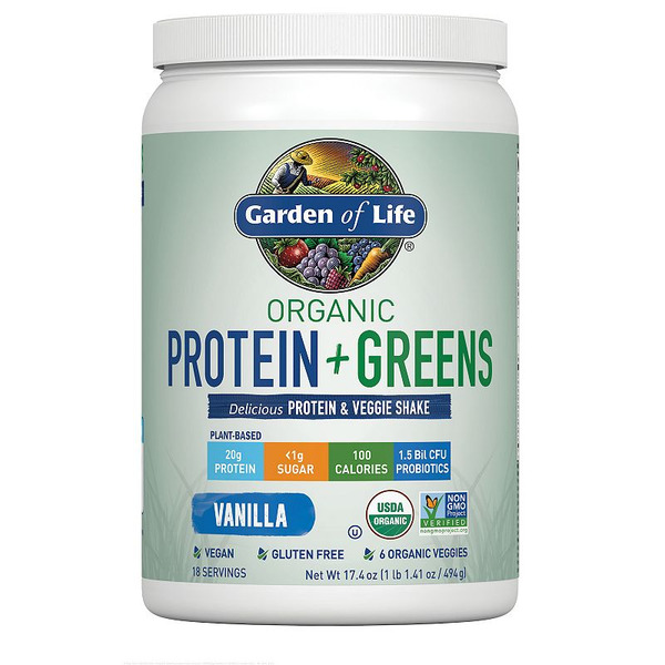 Garden of Life Organic Protein + Greens Shake, Vanilla Flavor
