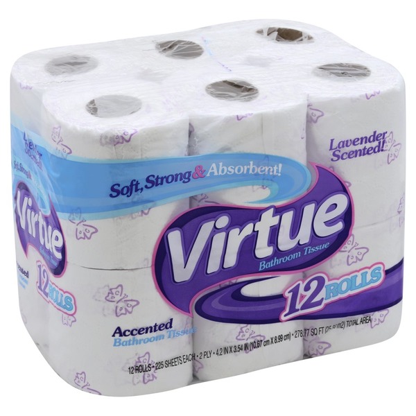 Virtue Bathroom Tissue, Accented, 2Ply, Lavender Scented (12 each