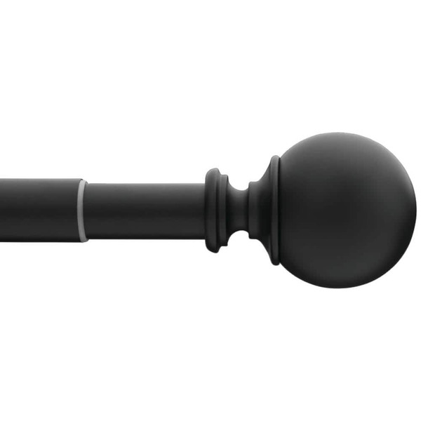 Home Decorators Collection 36 In. - 72 In. Telescoping 1 In. Single Curtain Rod Kit In Matte Black With Ball Finial