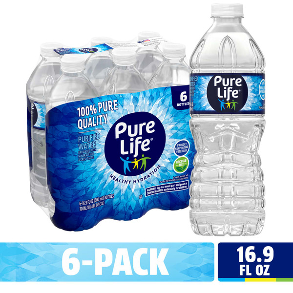 PURE LIFE Purified Water, 16.9 Fl Oz / 500 mL, Plastic Bottled
