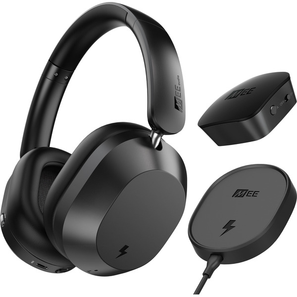 MEE audio Cinema 3D Wireless TV Headphone System with Connect BT Transmitter & Over-the-Ear ANC Spatial Audio Headphones - Black