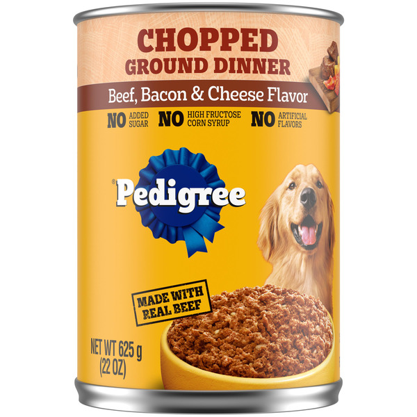 Pedigree Chopped Ground Dinner Beef, Bacon & Cheese Flavor Dog Food - 22 oz