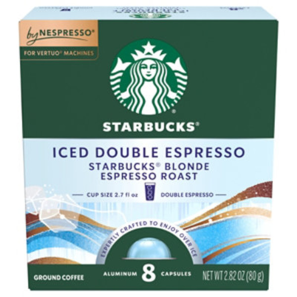 Starbucks Coffee, Ground, Blonde Espresso Roast, Iced Double Espresso, Aluminum Capsules