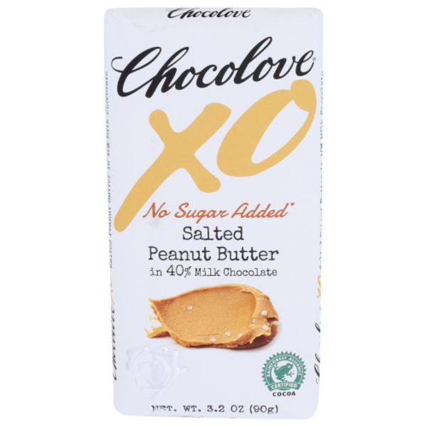 Chocolove Milk Chocolate, No Sugar Added, Salted Peanut Butter, 37