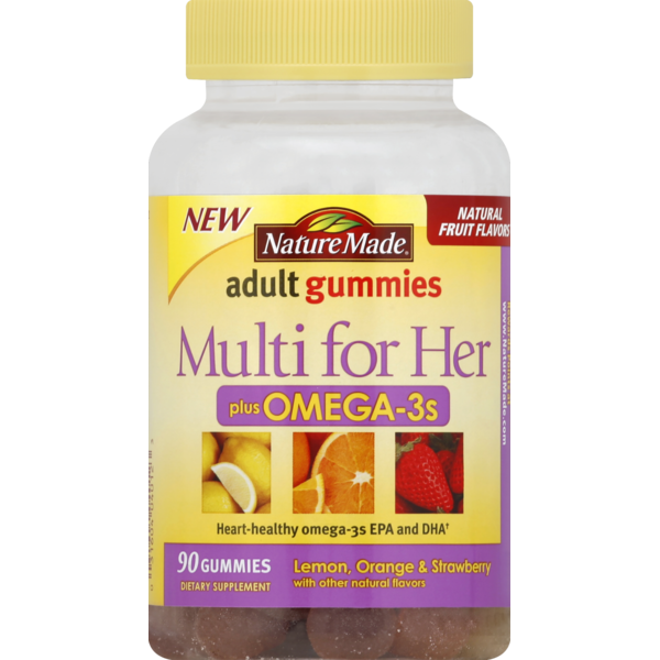 Nature Made Multi for Her, Plus Omega3s, Gummies, Lemon, Orange & Strawberry (90 ct) Instacart