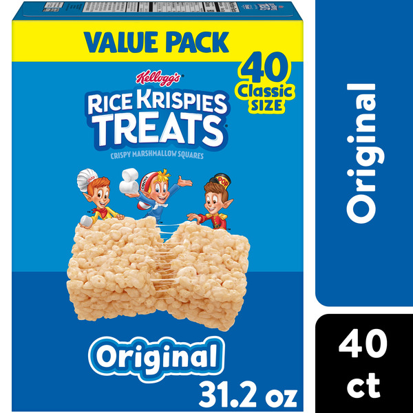 Kellogg's Rice Krispies Treats Original Crispy Marshmallow Squares, Kids Snacks, Value Pack, 40 Count