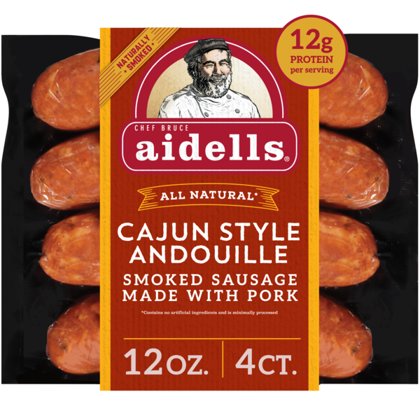 Aidells Smoked Pork Sausage, Cajun Style Andouille, 12 oz. (4 Fully Cooked Links)