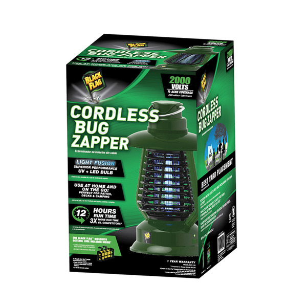 Black Flag Cordless Bug Zapper Insect Killer With White LED Light