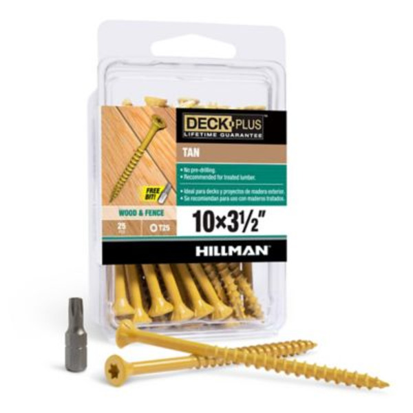 Hillman #10 x 3-1/2 in. Deck Plus Deck Screws, Tan, 25-Pack