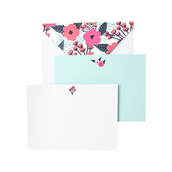 Gartner Studios Floral Notecards With Envelopes - Bright Pink & Assorted Colors