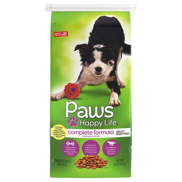 Paws Happy Life Dog Food, Complete Formula with Real Chicken, Adult