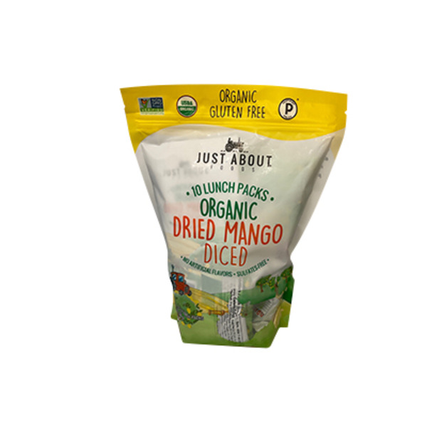 Just About Foods Dried Mango, Organic, Diced, Lunch Packs