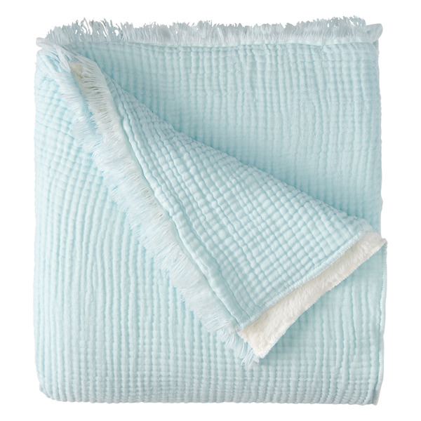ALDI Huntington Home Soft Sherpa Gauze Throw, 50 Inch x 70 Inch Aqua