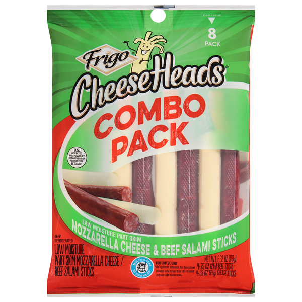 Frigo Mozzarella Cheese & Beef Salami Sticks, 8 Pack, Combo Pack