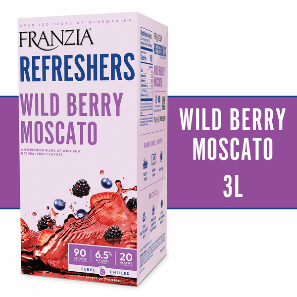 Franzia Refreshers Wild Berry Moscato White Wine, 3L Box Same-Day