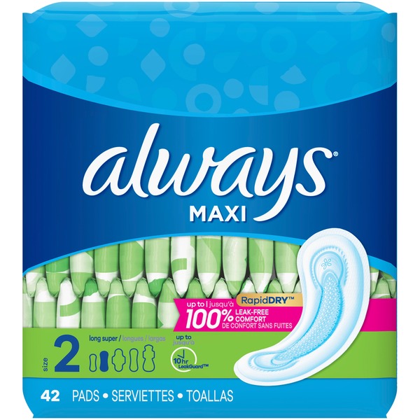 Always Maxi Super Pads Without Wings Unscented (42 ct) Instacart