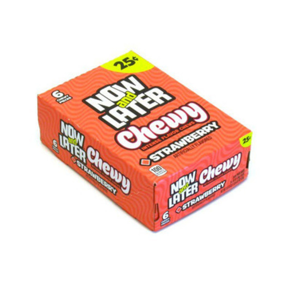 Now & Later - Strawberry Candy, 25 Cent Packs 0.9 oz - 24 ct