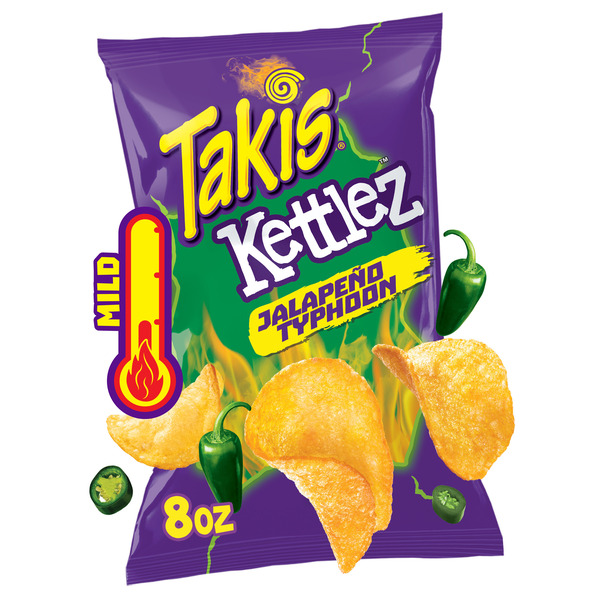 Takis Jalapeno Typhoon Kettlez 8 oz Sharing Size Bag, Jalapeno Flavored Mild Spicy Kettle-Cooked Potato Chips