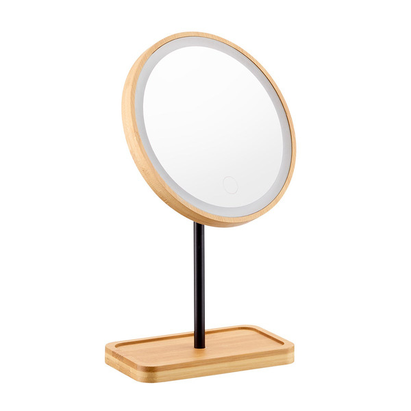 Aura Bamboo Tray & Vanity Mirror, 11 x 2 x 12.25 in - Natural